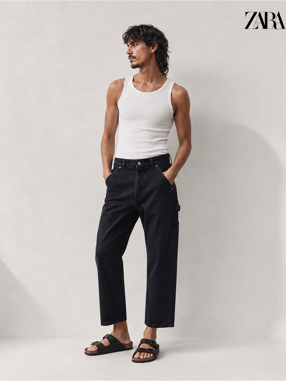 Zara Men’s Carpenter Pocket Jeans Black 30